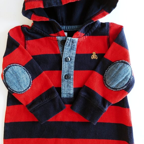 Baby Gap Rugby Striped Hooded Jumpsuit Size 12-18 Months - Picture 7 of 14